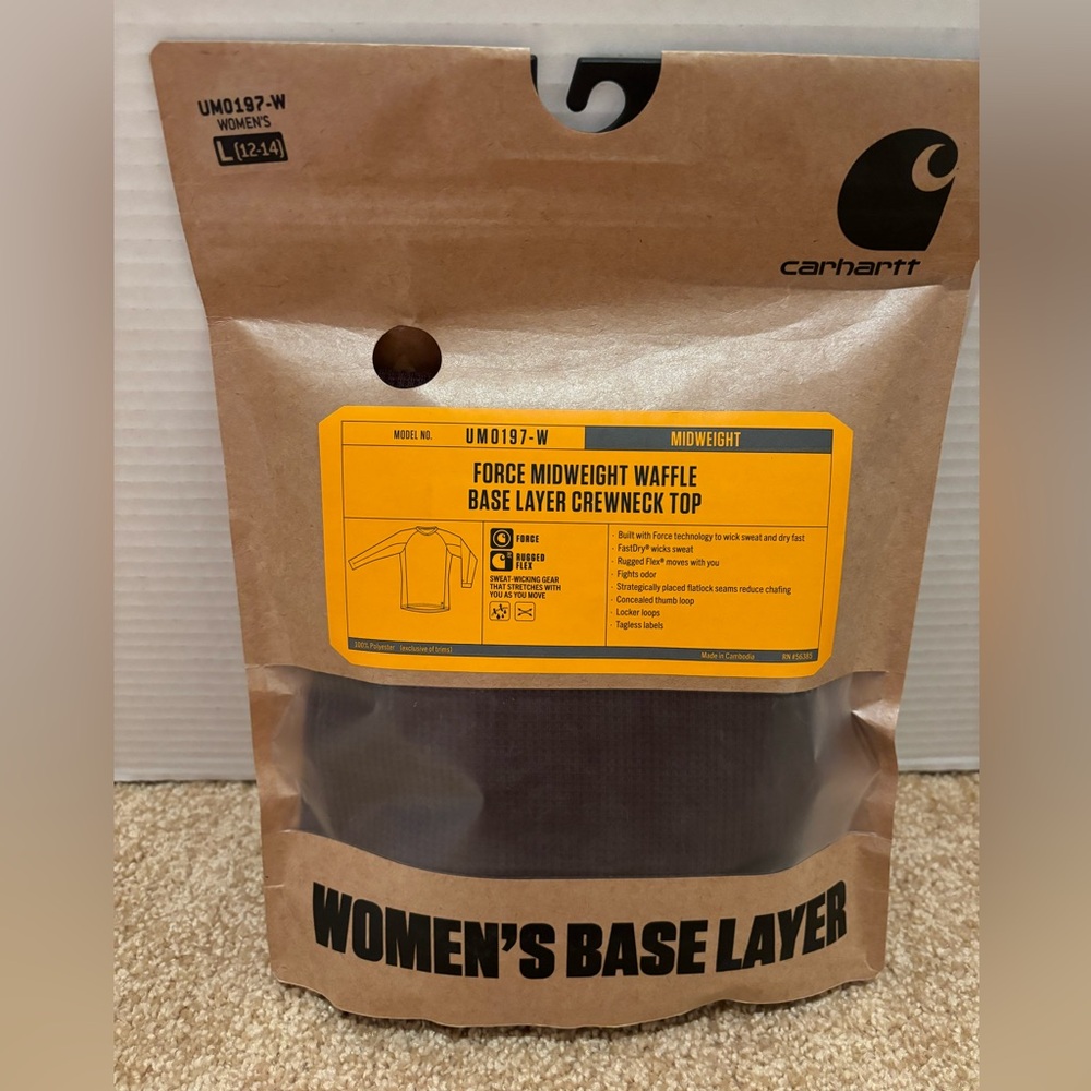 BNWT Carhart women’s waffle base layer crew neck top